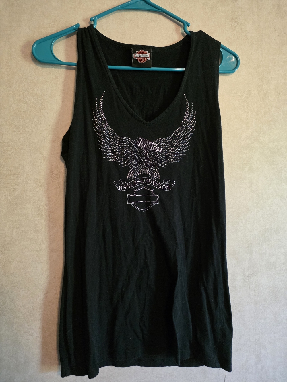 Harley-Davidson Black Tank Top with Rhinestone Eagle
